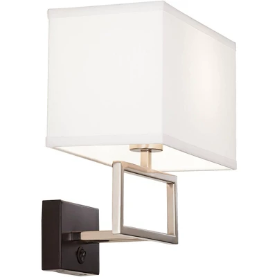 Possini Euro Design Trixie Modern Wall Lamp Brushed Nickel Plug-in 12" Light Fixture Rectangular Shade For Bedroom Reading Living Room Hallway House 6 Possini Euro Design Trixie Modern Wall Lamp Brushed Nickel Plug-in 12" Light Fixture Rectangular Shade For Bedroom Reading Living Room Hallway House - Image 4
