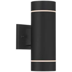 Possini Euro Design Wynnsboro 12" High Modern Outdoor Wall Light Fixture Mount Porch House Exterior Outside Up And Down LED Bulb Black Aluminum -Possini Euro Design GUEST 6db03cea 1f89 40b0 8901 70b903d762a4