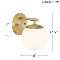 Possini Euro Design Meridian Modern Wall Light Sconces Set Of 2 Gold Hardwire 6" Fixture Frosted White Glass For Bedroom Bathroom -Possini Euro Design GUEST 6db8bb7a ec4c 4e3e b711 341db2a12276
