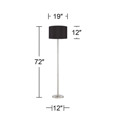 Possini Euro Design Meridian Modern 72" Tall Floor Lamp Brushed Nickel Metal Light Blaster LED Black Drum Shade For Living Room Bedroom 5 Possini Euro Design Meridian Modern 72" Tall Floor Lamp Brushed Nickel Metal Light Blaster LED Black Drum Shade For Living Room Bedroom - Image 3