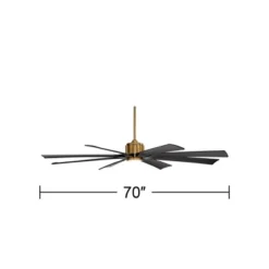 70" Possini Euro Design Defender Modern Indoor Outdoor Ceiling Fan With Dimmable LED Light Remote Soft Brass Matte Black Damp Rated For Patio Exterior -Possini Euro Design GUEST 6e83df48 a23b 4737 a155 9d093330b120