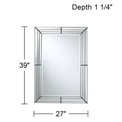 Possini Euro Design Rectangular Vanity Decorative Wall Mirror Modern Beveled Edge Clear Mirrored Tiles Frame 27" Wide For Bathroom Bedroom Living Room -Possini Euro Design GUEST 6f147019 b894 49af a311 0565df30a228