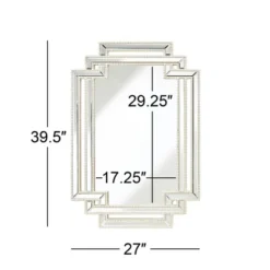 Possini Euro Design Erte Rectangular Vanity Wall Mirror Modern Beveled Silver Leaf Beaded Openwork Frame 27" Wide For Bathroom Bedroom Living Room -Possini Euro Design GUEST 71acb1b1 6060 4c50 822c 35b6e79ffd7c