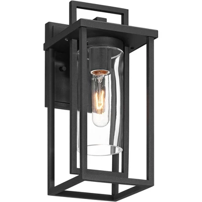 Possini Euro Design Raynor 13 1/2" High Modern Outdoor Wall Barn Light Fixture Mount Porch House Weatherproof Sand Black Aluminum Clear Glass Shade 7 Possini Euro Design Raynor 13 1/2" High Modern Outdoor Wall Barn Light Fixture Mount Porch House Weatherproof Sand Black Aluminum Clear Glass Shade - Image 5
