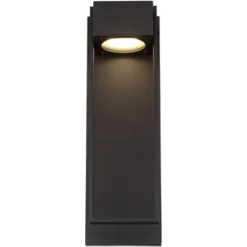 Possini Euro Design Modern Outdoor Wall Light LED Fixture Textured Black 16" Round Crystal Diffuser For Post Exterior House Porch -Possini Euro Design GUEST 721105fa 2c57 4634 b967 db3431a89ffd