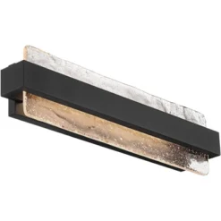 Possini Euro Design Cascadia 23 3/4" High Modern Bathroom Vanity Wall Lamp Light Fixture Mount Over The Sink Mirror LED Black Piastra Glass Shade -Possini Euro Design GUEST 722dd6a4 0ffa 4190 b63d b6ed265f8a4b