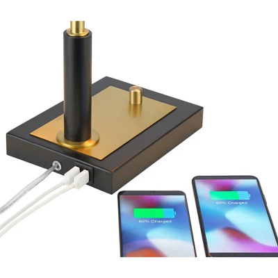 Possini Euro Design Possini Euro Hayven Desk Lamp With Dual USB Ports In Warm Gold With Black 7 Possini Euro Design Possini Euro Hayven Desk Lamp With Dual USB Ports In Warm Gold With Black - Image 5