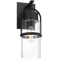 Possini Euro Design Caramela 16" High Modern Outdoor Wall Light Fixture Mount Porch House Exterior Outside Weatherproof Black Metal Clear Glass Shade -Possini Euro Design GUEST 7281399c a522 44ee 9cb3 430842462bb6