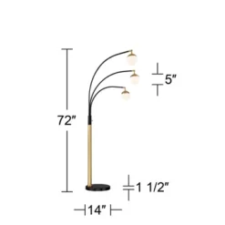 Possini Euro Design Rayne Modern Arc Floor Lamp 72" Tall Gold Black 3 Light LED Adjustable Arm Frosted Glass Globe Shade For Living Room Reading Home -Possini Euro Design GUEST 72acbc96 d16e 434d 81e6 38138e50870f