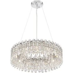 Possini Euro Design Alyssa Chrome Drum Chandelier 23 1/2" Wide Modern Crystal 12-Light LED Fixture For Dining Room Kitchen Island Entryway Bedroom -Possini Euro Design GUEST 72d0a421 5e99 4e52 9e71 3dc4bc80e7ac