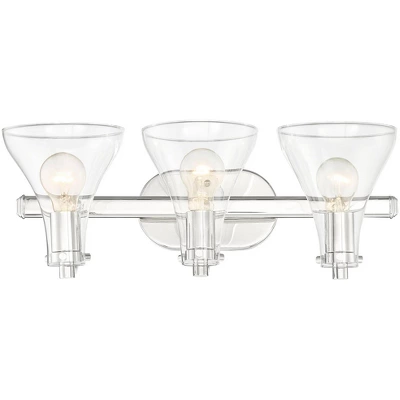 Possini Euro Design Sorren Industrial Modern Wall Light Polished Chrome Hardwire 20 1/2" 3-Light Fixture Clear Glass For Bedroom Bathroom Vanity Home 8 Possini Euro Design Sorren Industrial Modern Wall Light Polished Chrome Hardwire 20 1/2" 3-Light Fixture Clear Glass For Bedroom Bathroom Vanity Home - Image 6