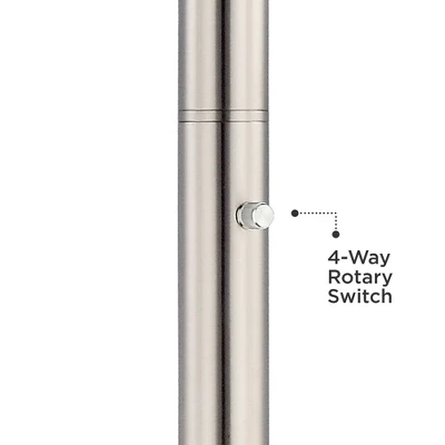 Possini Euro Design Light Blaster Art Deco Torchiere Floor Lamp With Black Riser 76 3/4" Tall Brushed Nickel Frosted Glass Bowl Shade For Living Room 3 Possini Euro Design Light Blaster Art Deco Torchiere Floor Lamp With Black Riser 76 3/4" Tall Brushed Nickel Frosted Glass Bowl Shade For Living Room - Image 2