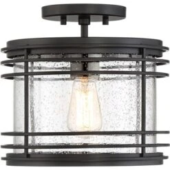 Possini Euro Design Modern Semi Flush Mount Outdoor Ceiling Light Fixture Black Geometric 11" Clear Seedy Glass For Exterior House Porch Patio Deck 10 Possini Euro Design Modern Semi Flush Mount Outdoor Ceiling Light Fixture Black Geometric 11" Clear Seedy Glass For Exterior House Porch Patio Deck -Possini Euro Design GUEST 7447f82b b946 4398 809e 3eea4a2f7e11