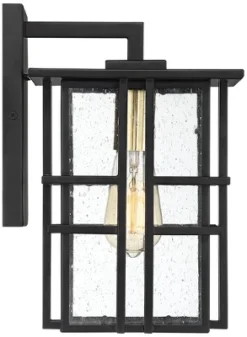 Possini Euro Design Arley Modern Outdoor Wall Light Fixture Black Geometric Frame 12" Seedy Glass For Post Exterior Barn Deck House Porch Yard Patio -Possini Euro Design GUEST 744bc5f6 a55e 4ef7 96e8 607237ecac19