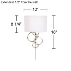 Possini Euro Design Circles Modern Wall Light Sconce Brushed Nickel Plug-in 12" Fixture Off White Cotton Half Shade For Bedroom Reading Living Room -Possini Euro Design GUEST 744c6f34 887f 4fa2 b141 642f7b5f1dd2