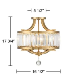 Vienna Full Spectrum Prava Modern Ceiling Light Semi Flush Mount Fixture 16 1/2" Wide Warm Brass 4-Light Crystal Drum For Bedroom Kitchen Living Room -Possini Euro Design GUEST 7495e649 f8f4 4455 9782 b4a3fe85cf9f