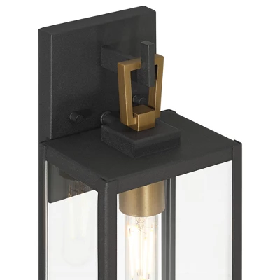 Possini Euro Design Possini Euro Trystin 13" High Black And Brass Outdoor Wall Light 4 Possini Euro Design Possini Euro Trystin 13" High Black And Brass Outdoor Wall Light - Image 2