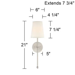 Possini Euro Design Elena Modern Wall Light Sconces Set Of 2 Brushed Nickel Hardwire 6" Fixture Cream Linen Shade For Bedroom Reading Living Room Home -Possini Euro Design GUEST 75bc5af6 4a79 4fe2 800e 96eb7ebab24f