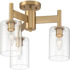 Possini Euro Design Lantico Modern Ceiling Light Semi Flush Mount Fixture 17" Wide Gold 3-Light Clear Glass For Bedroom Kitchen Living Room Hallway -Possini Euro Design GUEST 75e74a4c 95e3 4f50 914c 323adc86137a
