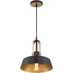 Possini Euro Design Black Warm Brass Mini Pendant Lighting Fixture 12" Wide Farmhouse Rustic For Dining Room House Home Kitchen Island High Ceilings -Possini Euro Design GUEST 773d06bd 78f5 4444 afd0 6fbc4b841124