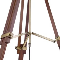 Possini Euro Design Surveyor Modern Tripod Floor Lamp 57 1/2" Tall Cherry Wood Adjustable Beige Linen Drum Shade For Living Room Bedroom Office House -Possini Euro Design GUEST 77dba18c 25b0 4112 8812 96840019563f