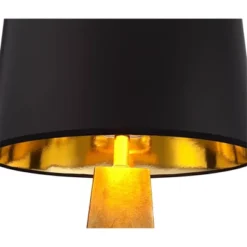Possini Euro Design Obelisk Modern Table Lamp With Square Black Marble Riser 26" High Gold Leaf Drum Shade For Bedroom Living Room Bedside Home Kids -Possini Euro Design GUEST 77e0738a e597 465d 848c e8b5240f2f2a