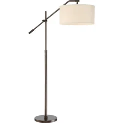Possini Euro Design Modern Floor Lamp With USB Port 62 1/2" Tall Oil Rubbed Bronze Boom Arm Brown Drum Shade For Living Room House -Possini Euro Design GUEST 78432aff 9c47 44de 9bfd a851e591329c