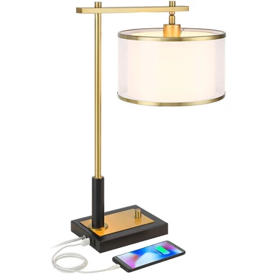 Possini Euro Design Possini Euro Hayven Desk Lamp With Dual USB Ports In Warm Gold With Black 4 Possini Euro Design Possini Euro Hayven Desk Lamp With Dual USB Ports In Warm Gold With Black - Image 2