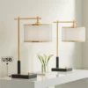 Possini Euro Design Hayven 23 1/2" High Small Mid Century Modern Desk Lamps Set Of 2 Dual USB Ports Black Gold Metal Home Office Living Room Charging -Possini Euro Design GUEST 78f8f691 5862 47b7 9f8e d7e9ef78b69a