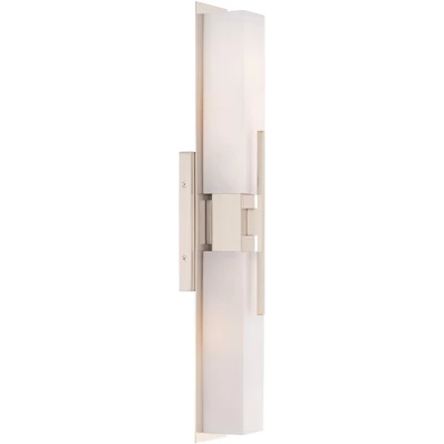 Possini Euro Design Midtown Modern Wall Light Brushed Nickel 23 1/2" 2-Light Fixture White Glass Shade For Bedroom Bathroom Vanity Reading Living Room 6 Possini Euro Design Midtown Modern Wall Light Brushed Nickel 23 1/2" 2-Light Fixture White Glass Shade For Bedroom Bathroom Vanity Reading Living Room - Image 4