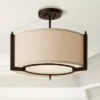 Possini Euro Design Stinson Modern Ceiling Light Semi Flush Mount Fixture 17 1/4" Wide Bronze 3-Light Linen Drum Shade For Bedroom Kitchen Living Room -Possini Euro Design GUEST 795f760c 6fc1 482e 9bb0 98587a9ab58f