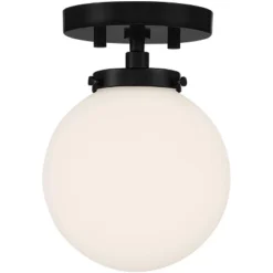 Possini Euro Design Jilly Modern Ceiling Light Semi Flush Mount Fixture 6 3/4" Wide Black White Glass Globe Shade For Bedroom Kitchen Living Room Home 10 Possini Euro Design Jilly Modern Ceiling Light Semi Flush Mount Fixture 6 3/4" Wide Black White Glass Globe Shade For Bedroom Kitchen Living Room Home -Possini Euro Design GUEST 7994f1f5 c085 4335 993f d468a911d439