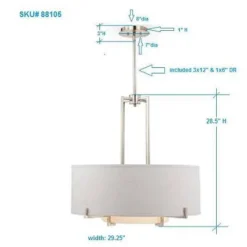 Possini Euro Design Concentric Brushed Nickel Pendant Chandelier 28" Wide Modern White Fabric Drum 4-Light For Dining Room House Foyer Kitchen Island -Possini Euro Design GUEST 79d99742 31e4 41eb 8743 caf20da53a45