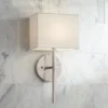 Possini Euro Design Favreau Modern Wall Light Sconce Brushed Nickel Hardwire 8" Fixture Rectangular Linen For Bedroom Reading Living Room Hallway Home -Possini Euro Design GUEST 7a16b5c0 542e 4268 a8f1 847752cc001b