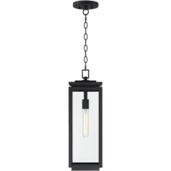 Possini Euro Design Atkins 21 1/2" High Modern Outdoor Pendant Light Fixture Ceiling Porch House Hanging Matte Black Die Cast Metal Clear Glass Shade -Possini Euro Design GUEST 7ac6d054 b66a 4221 931b b36641158922
