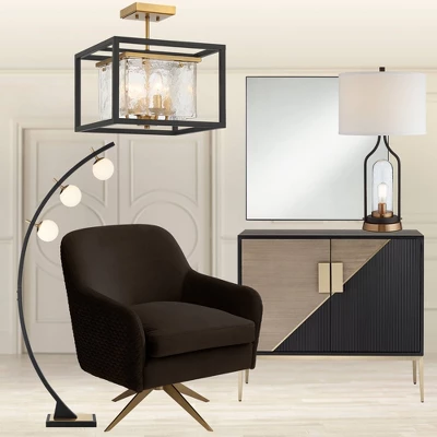 Possini Euro Design Rialto Modern Arched Floor Lamp 68 1/4" Tall Warm Gold Matte Black 3 Light Frosted White Glass Orb Shade For Living Room Reading 10 Possini Euro Design Rialto Modern Arched Floor Lamp 68 1/4" Tall Warm Gold Matte Black 3 Light Frosted White Glass Orb Shade For Living Room Reading - Image 8