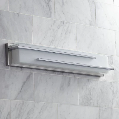 Possini Euro Design Jada Modern Wall Light Chrome Hardwire 26 1/4" Light Bar LED Fixture White Glass For Bedroom Bathroom Vanity Reading Living Room 8 Possini Euro Design Jada Modern Wall Light Chrome Hardwire 26 1/4" Light Bar LED Fixture White Glass For Bedroom Bathroom Vanity Reading Living Room - Image 6