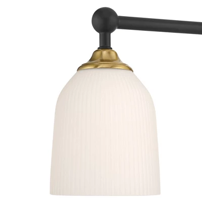 Possini Euro Design Possini Euro Zaragoza 23" Wide Gold And Black 3-Light Bath Light 4 Possini Euro Design Possini Euro Zaragoza 23" Wide Gold And Black 3-Light Bath Light - Image 2