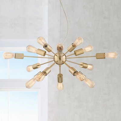 Possini Euro Design Hemingson Gold Large Chandelier 33" Wide Modern Sputnik 12-Light LED Fixture For Dining Room House Foyer Kitchen Island Entryway 3 Possini Euro Design Hemingson Gold Large Chandelier 33" Wide Modern Sputnik 12-Light LED Fixture For Dining Room House Foyer Kitchen Island Entryway