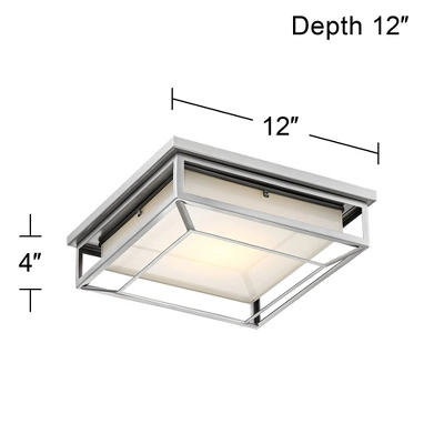 Possini Euro Design Radcliffe Modern Flush Mount Outdoor Ceiling Light Matte Nickel LED 4" Frosted Bonded Glass Damp Rated For Post Exterior Barn Deck 6 Possini Euro Design Radcliffe Modern Flush Mount Outdoor Ceiling Light Matte Nickel LED 4" Frosted Bonded Glass Damp Rated For Post Exterior Barn Deck - Image 4