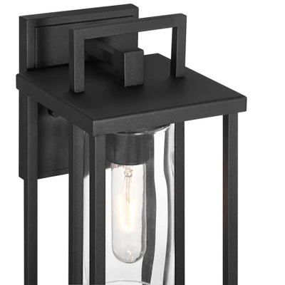 Possini Euro Design Raynor 13 1/2" High Modern Outdoor Wall Barn Light Fixture Mount Porch House Weatherproof Sand Black Aluminum Clear Glass Shade 4 Possini Euro Design Raynor 13 1/2" High Modern Outdoor Wall Barn Light Fixture Mount Porch House Weatherproof Sand Black Aluminum Clear Glass Shade - Image 2