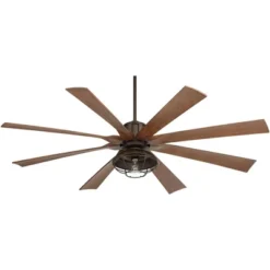 70" Possini Euro Design Defender Industrial Indoor Outdoor Ceiling Fan With Dimmable LED Light Remote Oil Rubbed Bronze Koa Cage Damp Rated For Patio -Possini Euro Design GUEST 7dbfa685 b296 41c5 adb0 639c841a2ae4