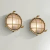 Possini Euro Design Possini Euro Anjali 10" High Brass Bulkhead Wall Sconce Set Of 2 -Possini Euro Design GUEST 7dce3e09 7787 4dc8 b450 eb3cd873af0d