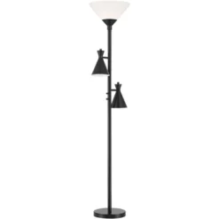 Possini Euro Design Ballard Modern 72" Tall Standing Floor Lamp Skinny Tree Torchiere With Side Lights Dimmable Black Metal Living Room Bedroom House -Possini Euro Design GUEST 7ee7c93f e7de 42a3 8c2b 17a0103cb14d