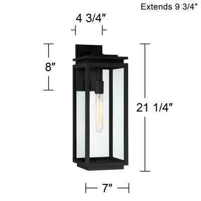 Possini Euro Design Atkins 21 1/4" High Modern Outdoor Wall Light Fixture Mount Porch House Weatherproof Matte Black Die Cast Metal Clear Glass Shade 5 Possini Euro Design Atkins 21 1/4" High Modern Outdoor Wall Light Fixture Mount Porch House Weatherproof Matte Black Die Cast Metal Clear Glass Shade - Image 3