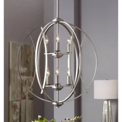 Possini Euro Design Spherical Brushed Nickel Large Chandelier 24" Wide Modern 6-Light Fixture For Dining Room House Foyer Kitchen Island Entryway Home -Possini Euro Design GUEST 7fc99142 9bd2 4b9b a2db a8046439f66b