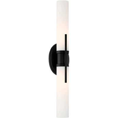 Possini Euro Design Abron Industrial Modern Wall Light Black Hardwire 24" Light Bar LED Fixture Frosted Glass For Bedroom Bathroom Vanity Living Room 4 Possini Euro Design Abron Industrial Modern Wall Light Black Hardwire 24" Light Bar LED Fixture Frosted Glass For Bedroom Bathroom Vanity Living Room - Image 2