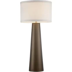 Possini Euro Design Karen Modern Table Lamp 36" Tall Dark Gold Glass Off White Fabric Drum Shade For Bedroom Living Room Bedside Nightstand Office -Possini Euro Design GUEST 80af0f1e 65f9 4dc8 ad3c c1584cc771ff