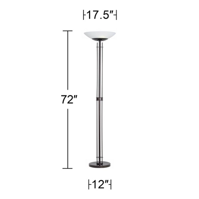 Possini Euro Design Modern Torchiere Floor Lamp 72" Tall Dark Bronze Frosted Glass Shade For Living Room Bedroom Office House 5 Possini Euro Design Modern Torchiere Floor Lamp 72" Tall Dark Bronze Frosted Glass Shade For Living Room Bedroom Office House - Image 3