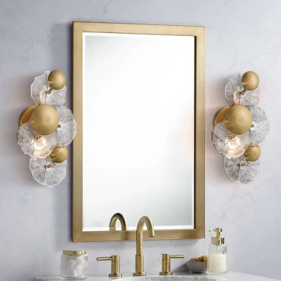 Possini Euro Design Filoli 16" High Modern 2 Light Wall Sconce Light Lamp Fixture Mount Set Of 2 Bathroom Bedroom Hardwired Gold Plated Glass Shade 3 Possini Euro Design Filoli 16" High Modern 2 Light Wall Sconce Light Lamp Fixture Mount Set Of 2 Bathroom Bedroom Hardwired Gold Plated Glass Shade